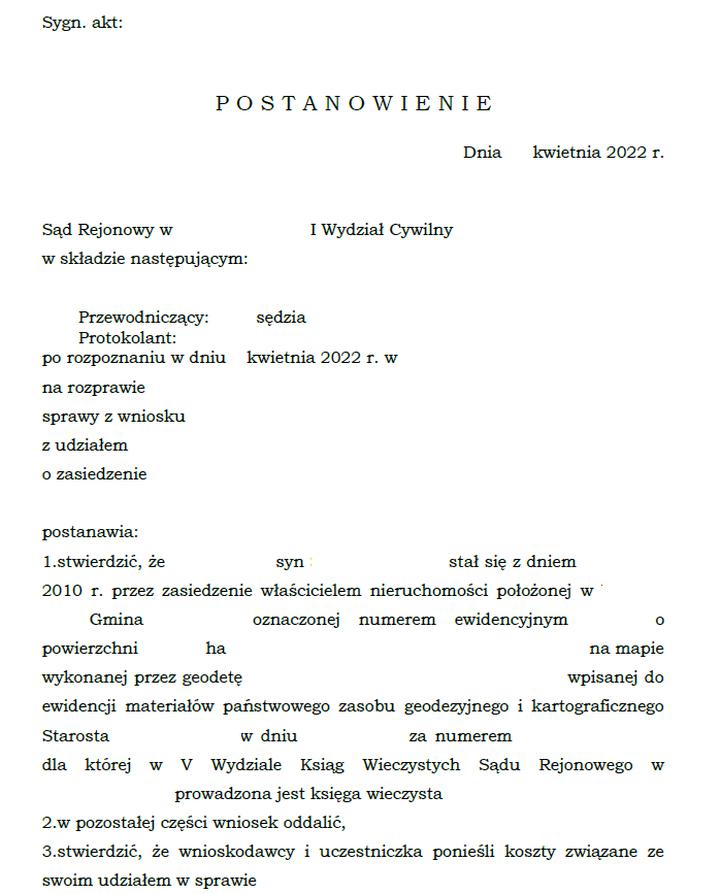 Proces zasiedzenia i konsekwencje